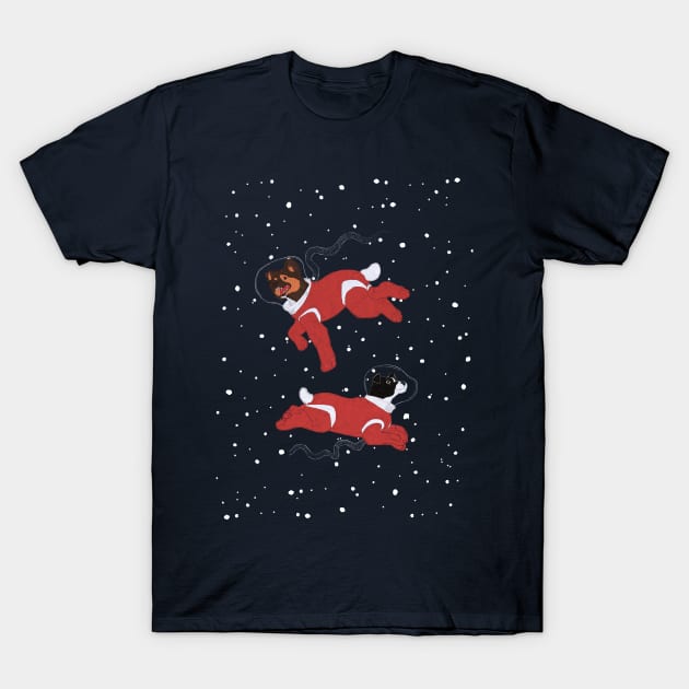 Veterok and Ugolyok - Space Dogs T-Shirt by Aline Eg